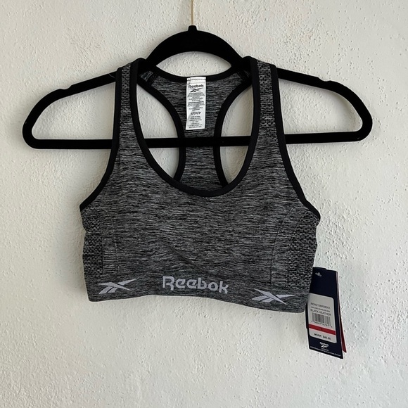 REEBOK Woman Black Heather Seamless Active Sport Bra, Size Small - Picture 1 of 6